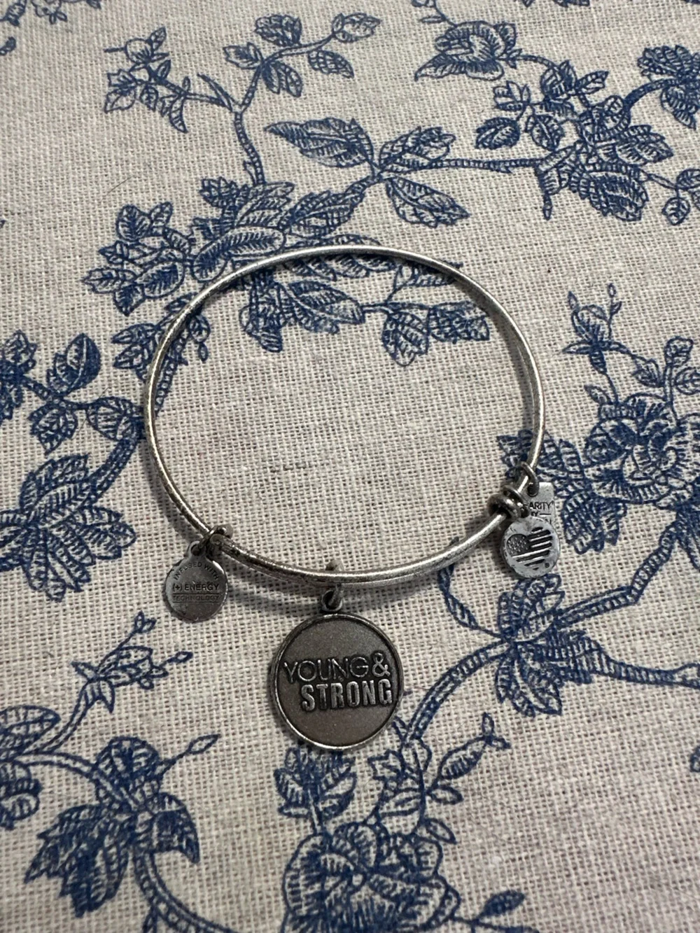 Alex and Ani Silver 'Young & Strong' Charm Bangle Bracelet